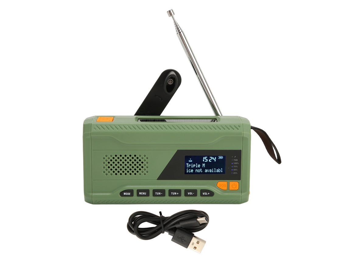 Radio Solar Con Manivela, Pantalla Lcd, 3 Modos De Carga, Dab, Fm, Bluetooth, Radio Meteorológica Portátil De Emergencia.