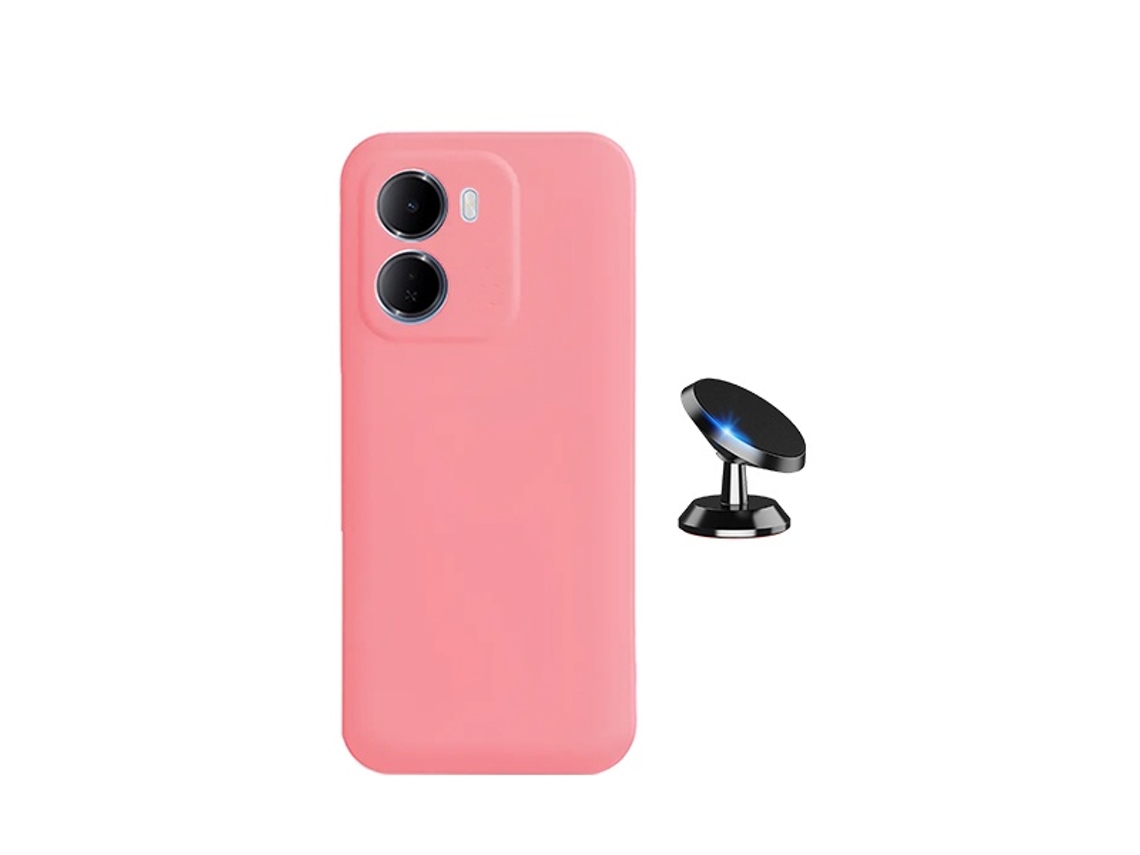 Kit Soporte Magnético Para Coche Funda De Silicona Líquida Phonecare Para Xiaomi Redmi 15a 5g - Rosa