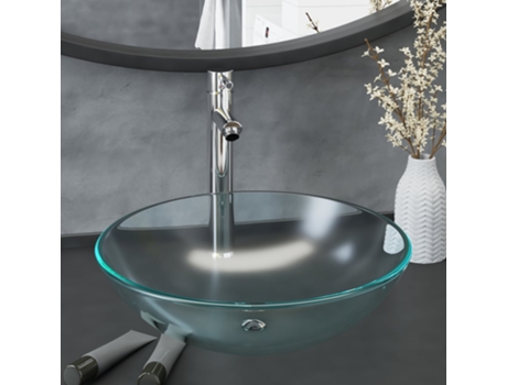 Lavabo MAISON ExCLUSIVE - con Grifo y Tapón Pulsador Cristal Templado Esmerilado