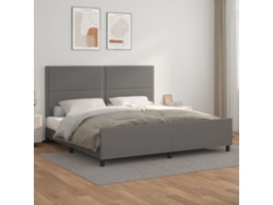Estructura De Cama Sin Colchón Cuero Sintético Gris 200x200 Cm