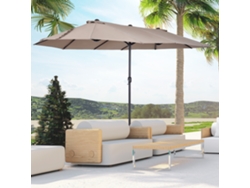 Guarda-sol Duplo De Jardim 455x265x238 Cm, Grande, Com Manivela Manual, Proteção Solar, Cor Café.