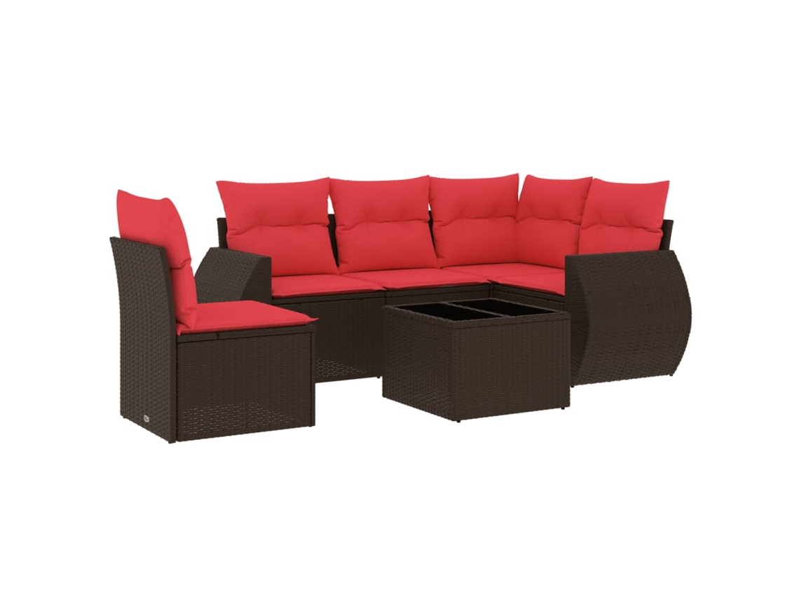 Conjunto de sofás de jardín, 6 piezas, cojines, ratán negro. Exclusivo de MAISON.