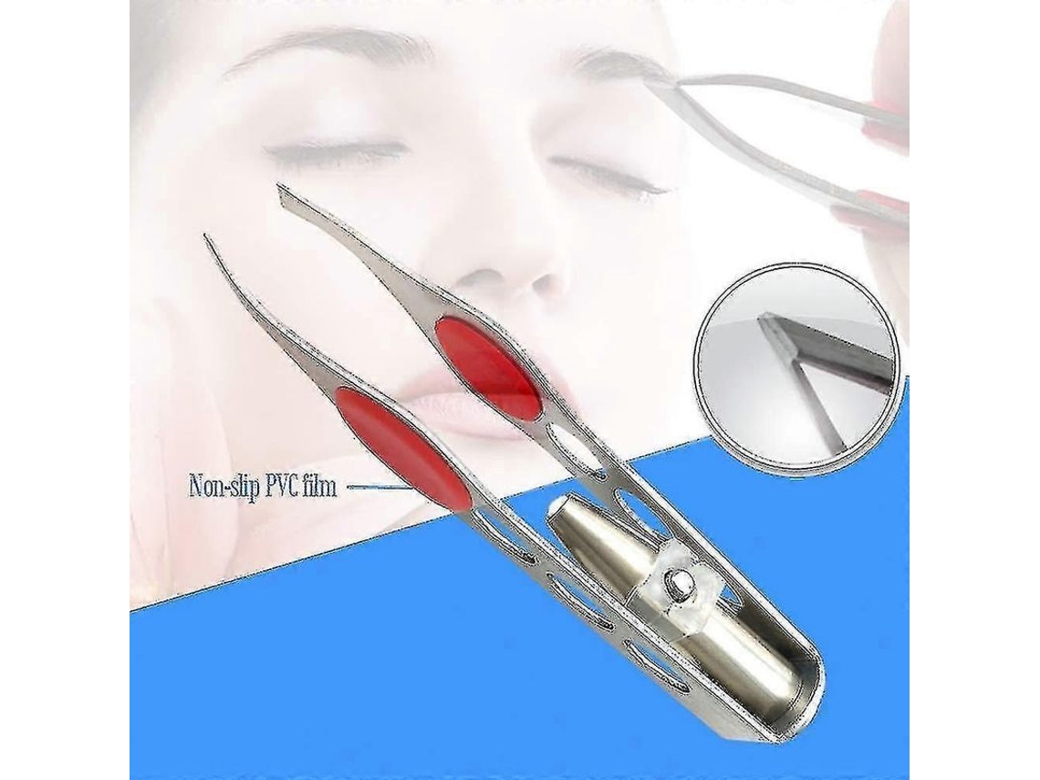 Pack 2 Pinzas Led Acero Inoxidable Profesional Para Cejas, Maquillaje Y Depilación