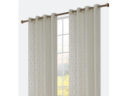 Cortina bordada con flores de algodón 140 x 260 cm Marrón claro - Individual