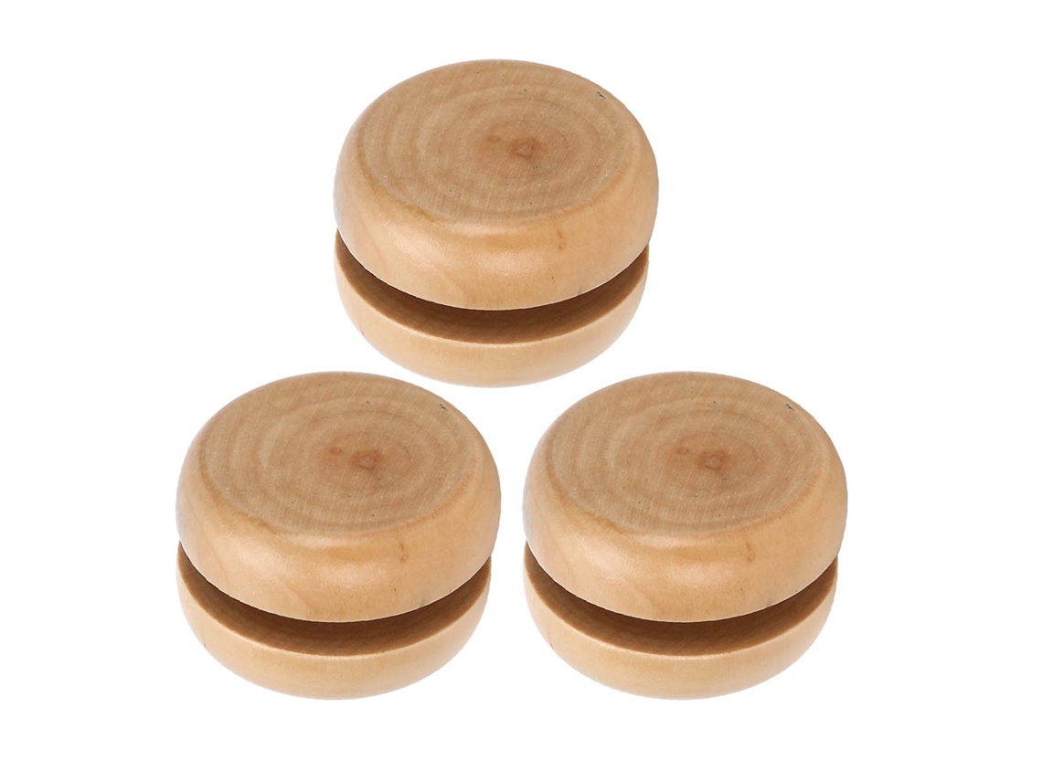 3 Piezas De Mini Yo-yos De Madera Hechos A Mano Para Bebés, Color Natural, 4,7 Cm.
