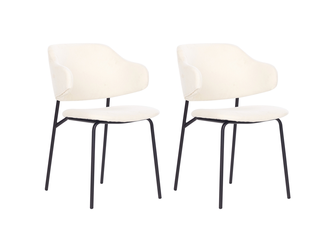 Conjunto de 2 cadeiras de refeição sem braços BELIANI Kenai de Poliéster Creme 46x58x82