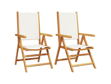 Conjunto 2 Silla De Jardín VIDAXL Blanco Madera de acacia