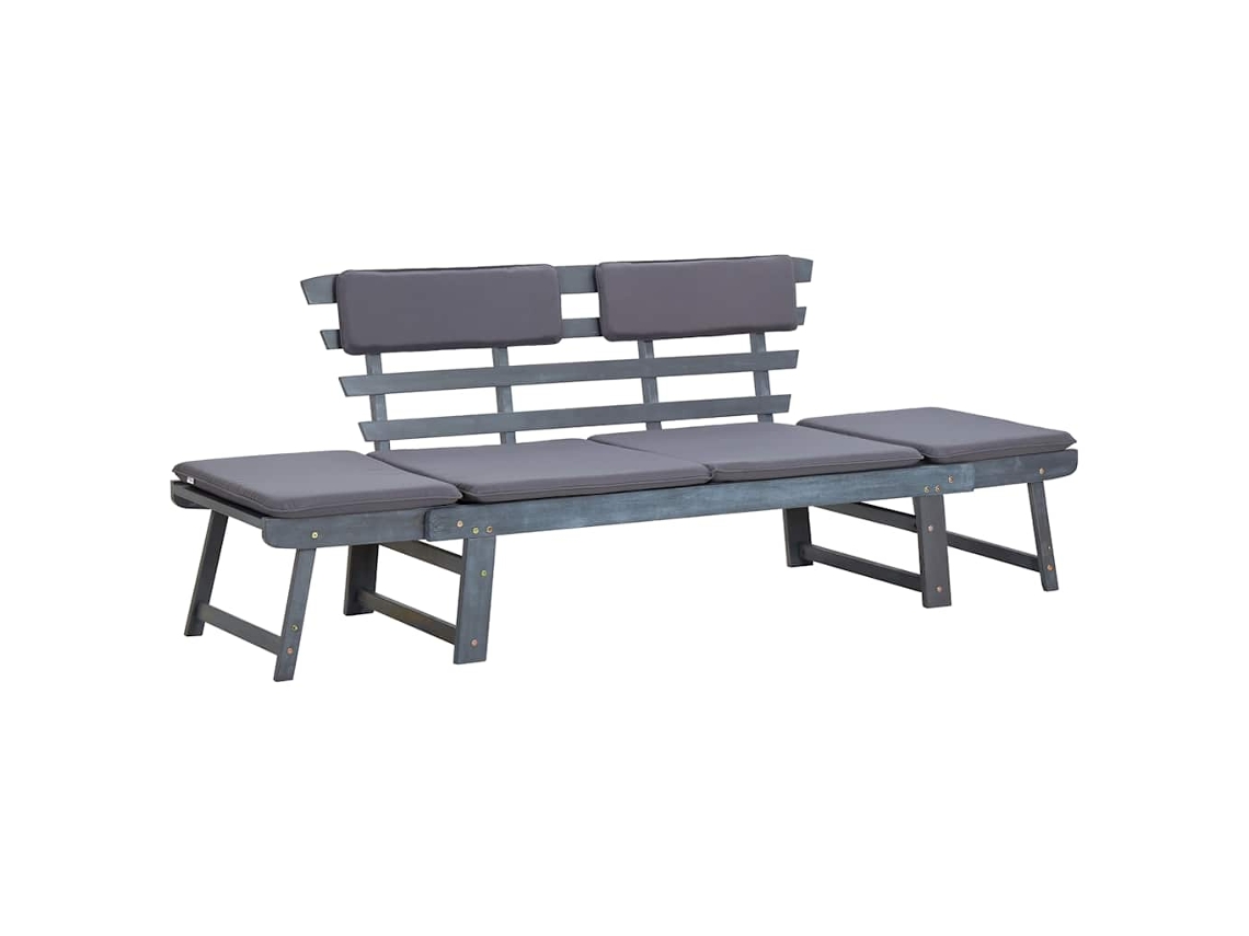 Banco de jardín VIDAXL Gris Madera de acacia (190x66x75 cm)
