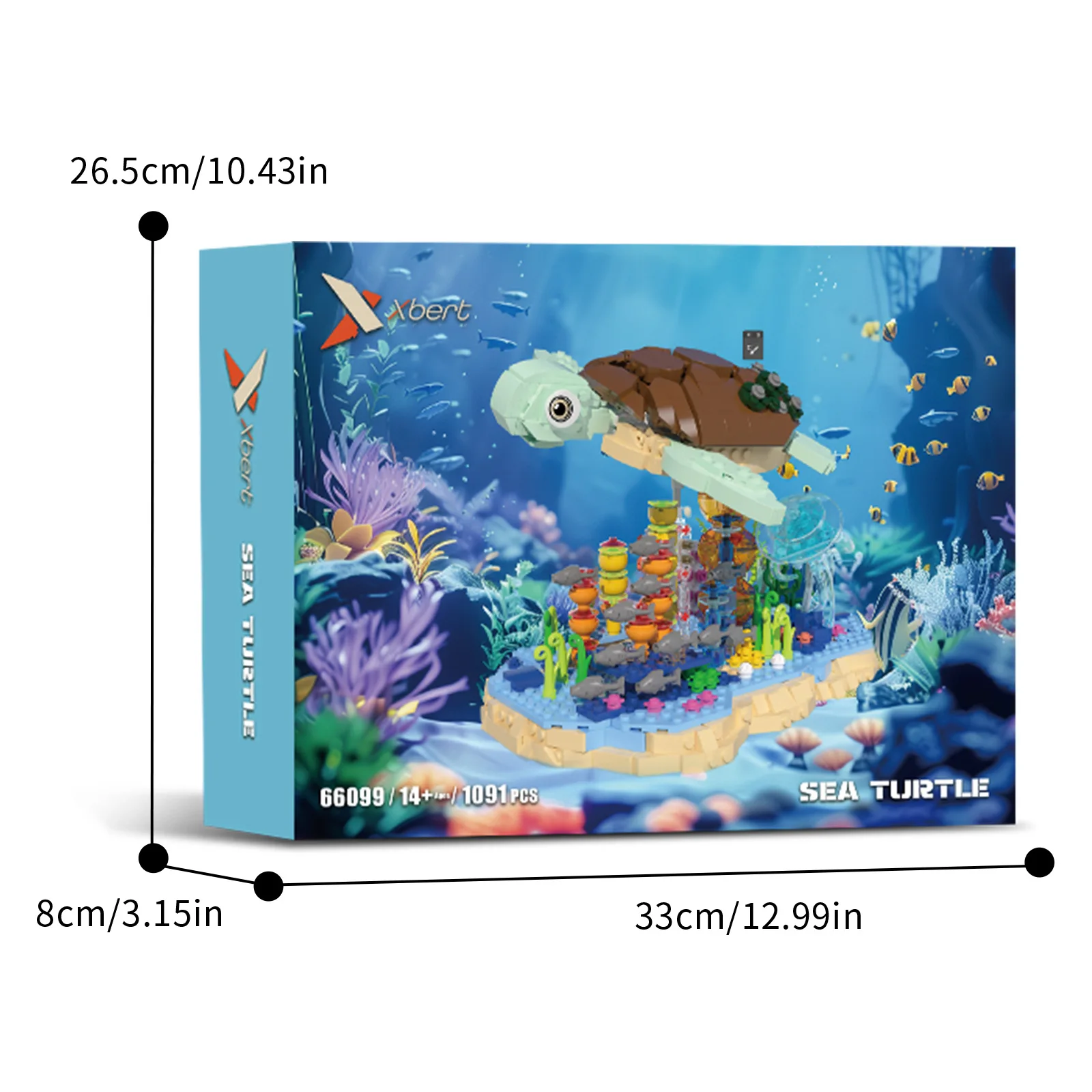 (66099) Juego de bloques de construcción de tortugas y vida marina con 1091 piezas - Modelo educativo para niños