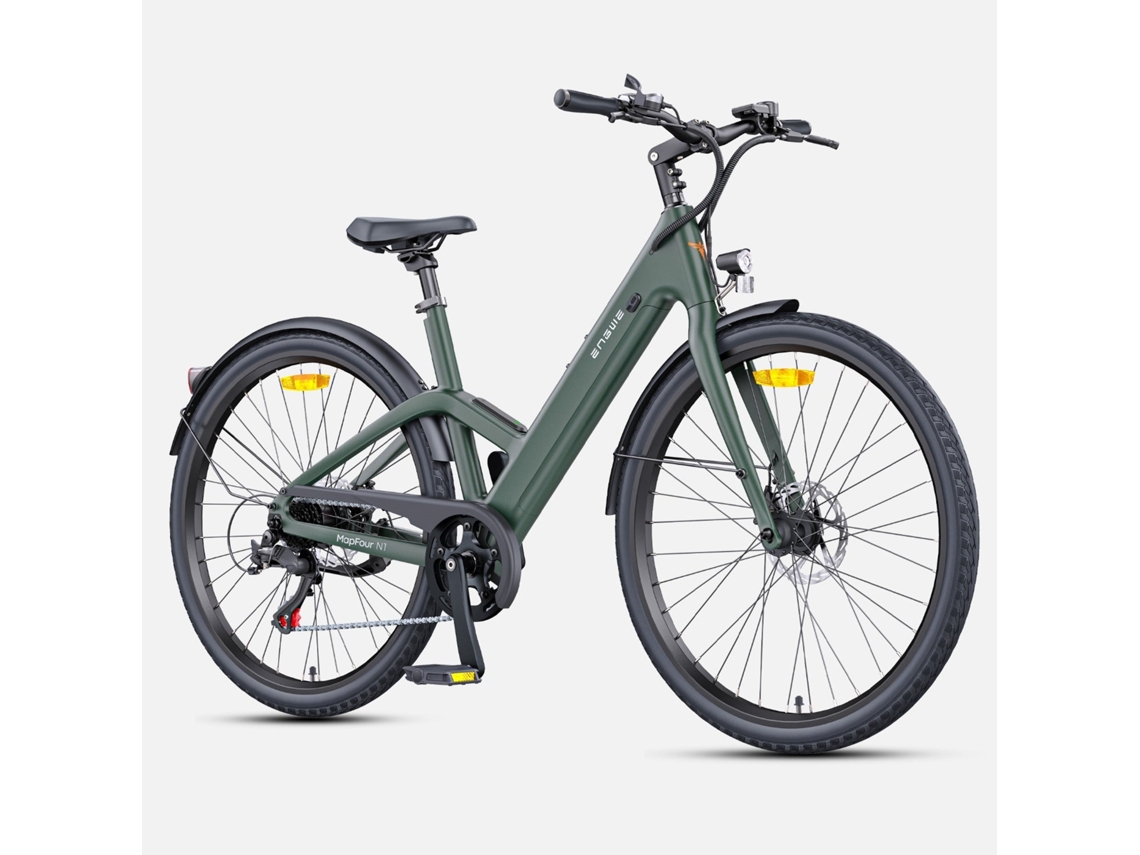 Bicicleta eléctrica Engwe N1 Air St con motor de 250 W, batería de 36 V y 10 Ah, neumáticos de 27,5 pulgadas, frenos de disco mecánicos, color verde.