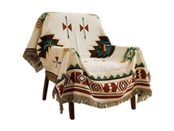 Manta De Punto Con Estampado Geométrico Tribal Azteca Bohemio Y Borlas Para Sofá/cama/exterior (130x160cm)