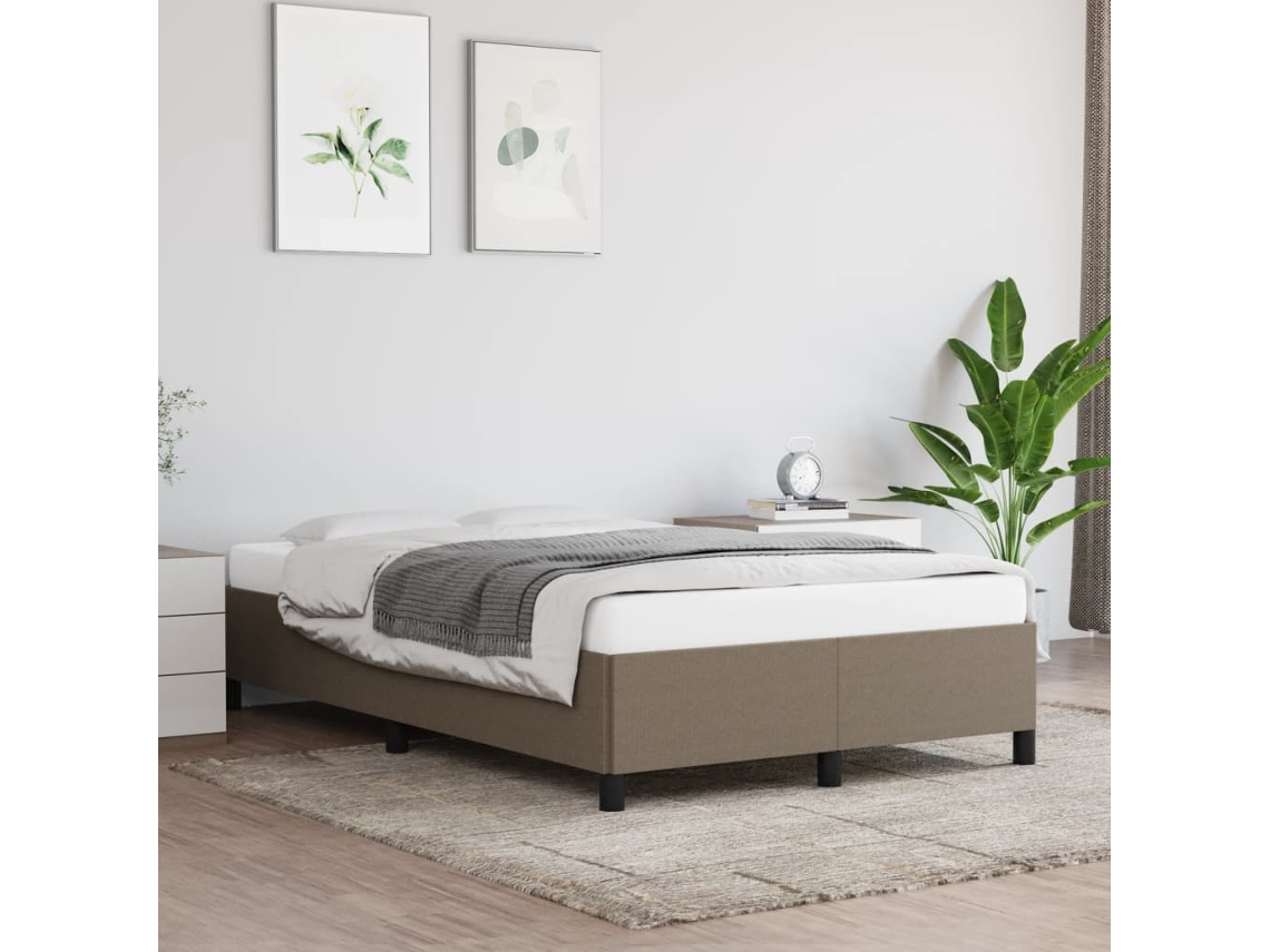 Estructura De Cama Sin Colchón Tela Gris Taupe 120x190 Cm