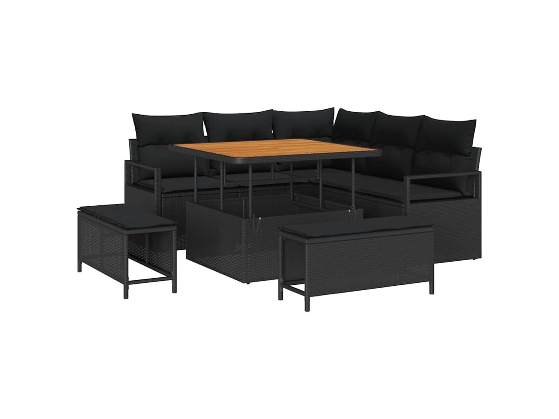 Maison Exclusive - Juego de sofás de jardín de 8 piezas en color negro con cojines