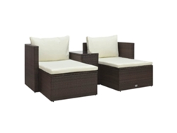 Conjunto de jardín de 5 piezas con cojines de mimbre marrón de DKD Home Decor