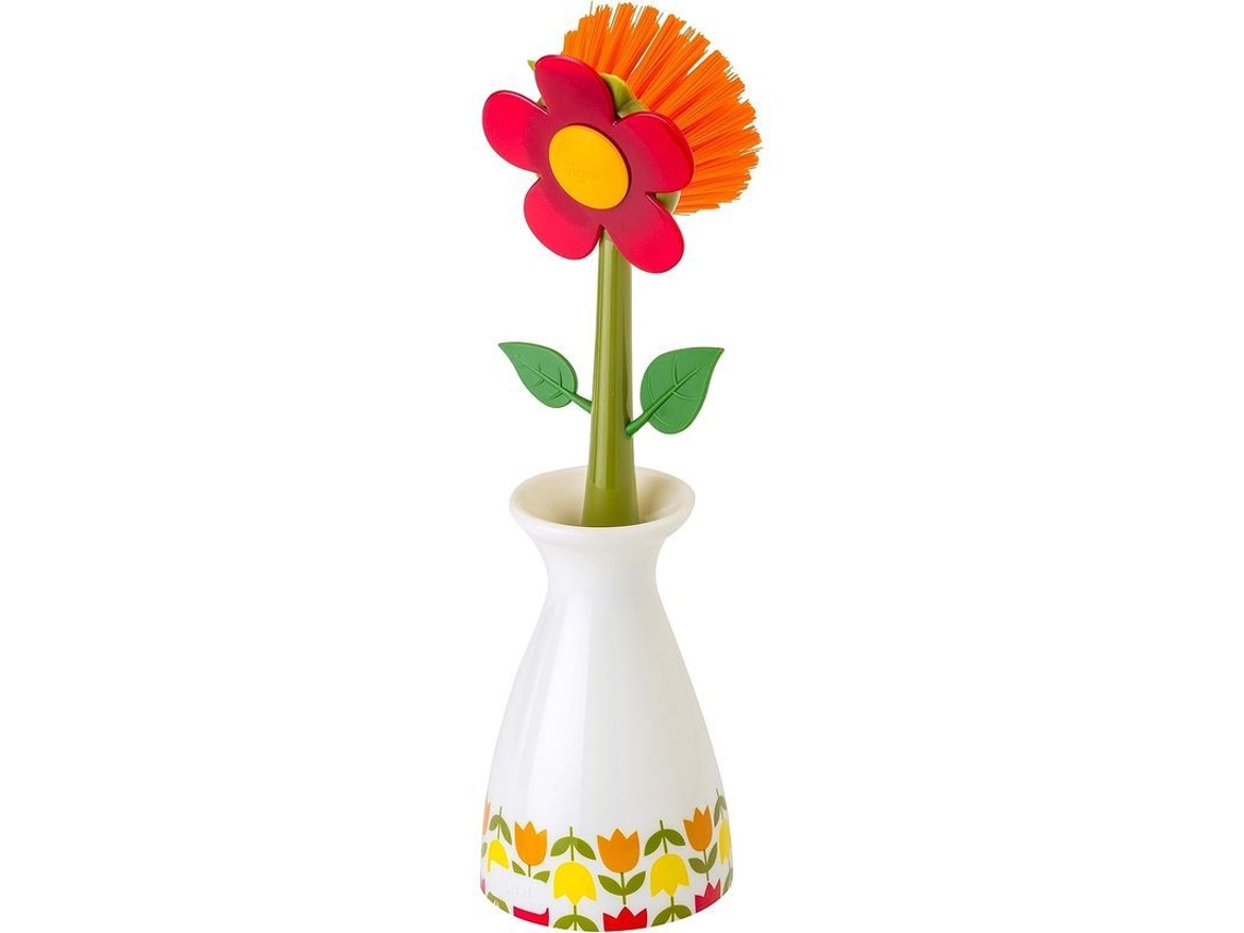 Cepillo Para Platos Con Base, Pp, Rojo, 7,5 X 7,5 X 25,5 Cm - Ergonómico Y Duradero