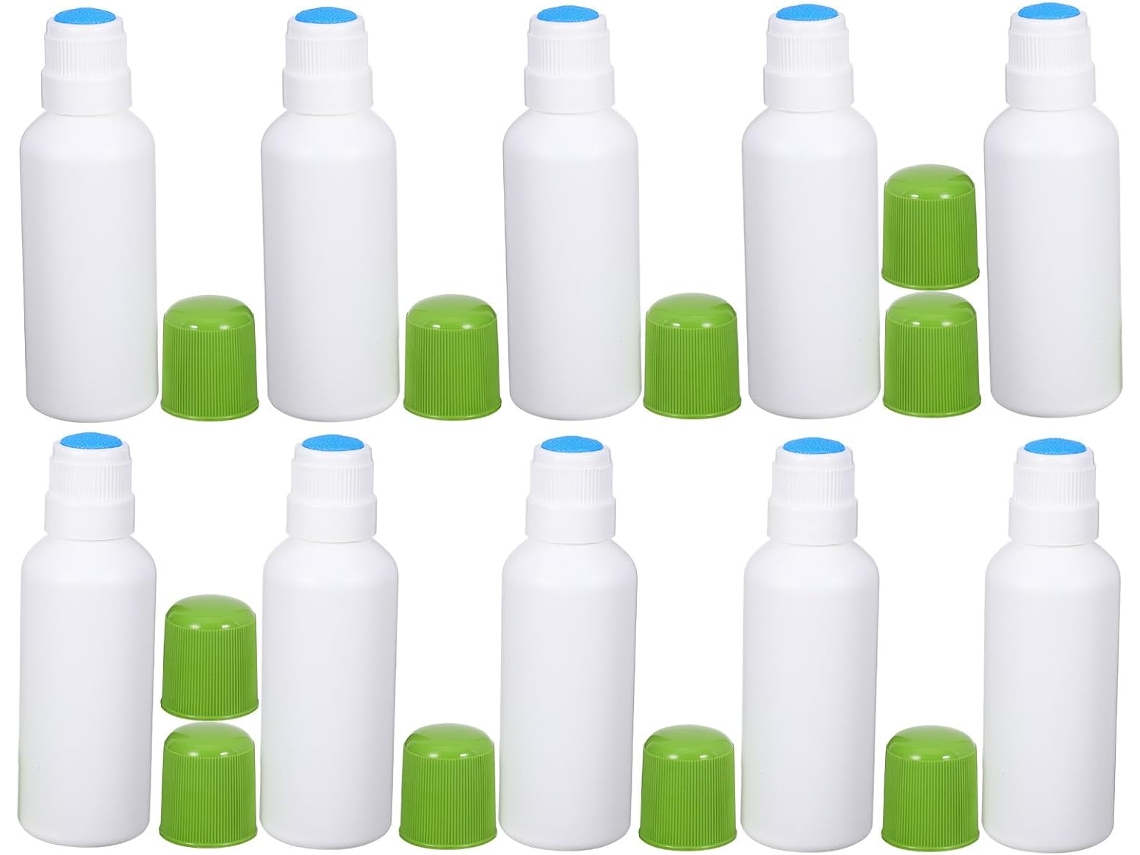 Frascos Applicateurs Recargables Lot De 10 En Plástico Verde 100ml Avec Tête Éponge Pour