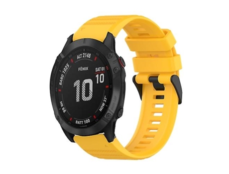 Correa De Reloj Inteligente Para Garmin Fenix 6 Gps 22 Mm Correa De Reloj De Silicona Con Textura Horizontal Con Herramienta De Extracción Amarilla...