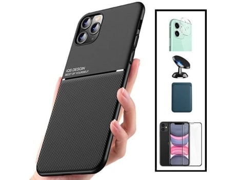 Kit Funda Magnetic Lux, Magnetic Wallet Azul, 5D Full Cover, Protector de Cámara Trasera y Soporte Magnético de Coche Xiaomi Mi 11 Lite PHONECARE N...