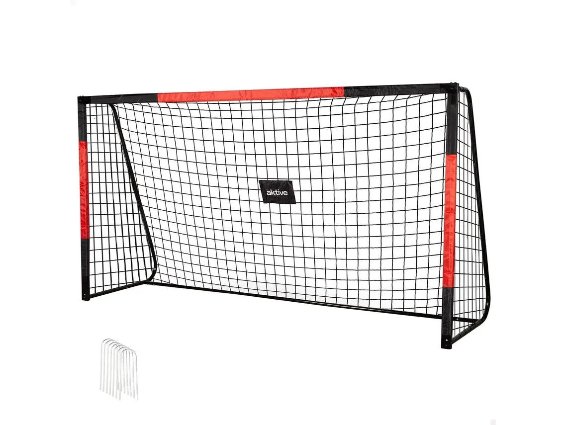 Portería de fútbol de acero de 300 x 90 x 160 cm con red resistente y 7 bolos activos