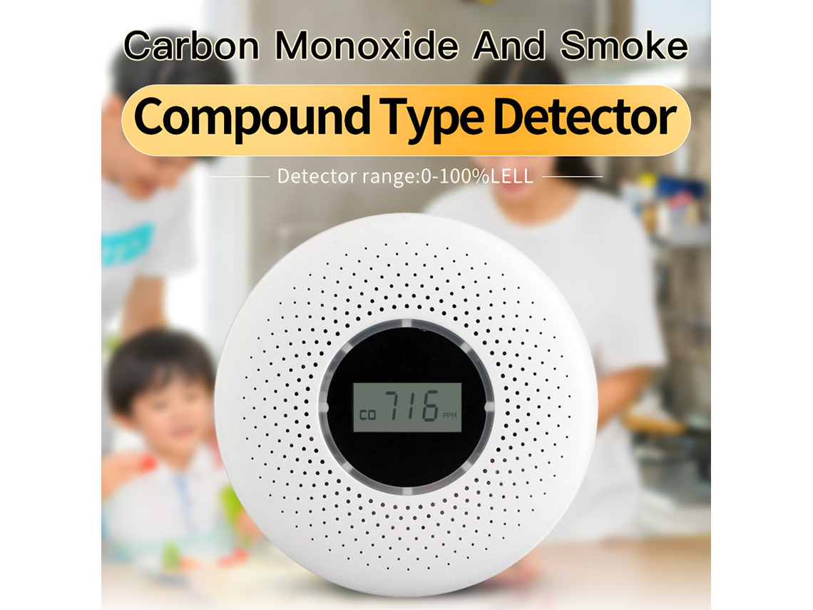 Detector De Humo Y Monóxido De Carbono Con Pantalla Lcd Y Alarma Sonora, Funciona Con Pilas, Paquete De 3 Unidades.