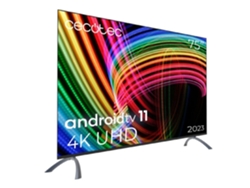 Televisor LED de 75" con resolución Full 4k UHD, sistema operativo Android TV 11, Google Voice Assistant y Chromecast. Cecotec