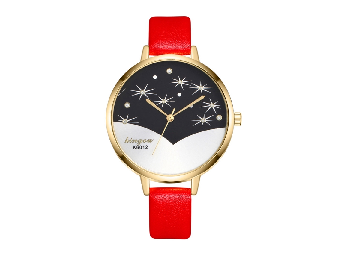 Reloj De Pulsera Analógico De Cuarzo Para Mujer Con Correa Delgada De Piel Sintética (rojo)