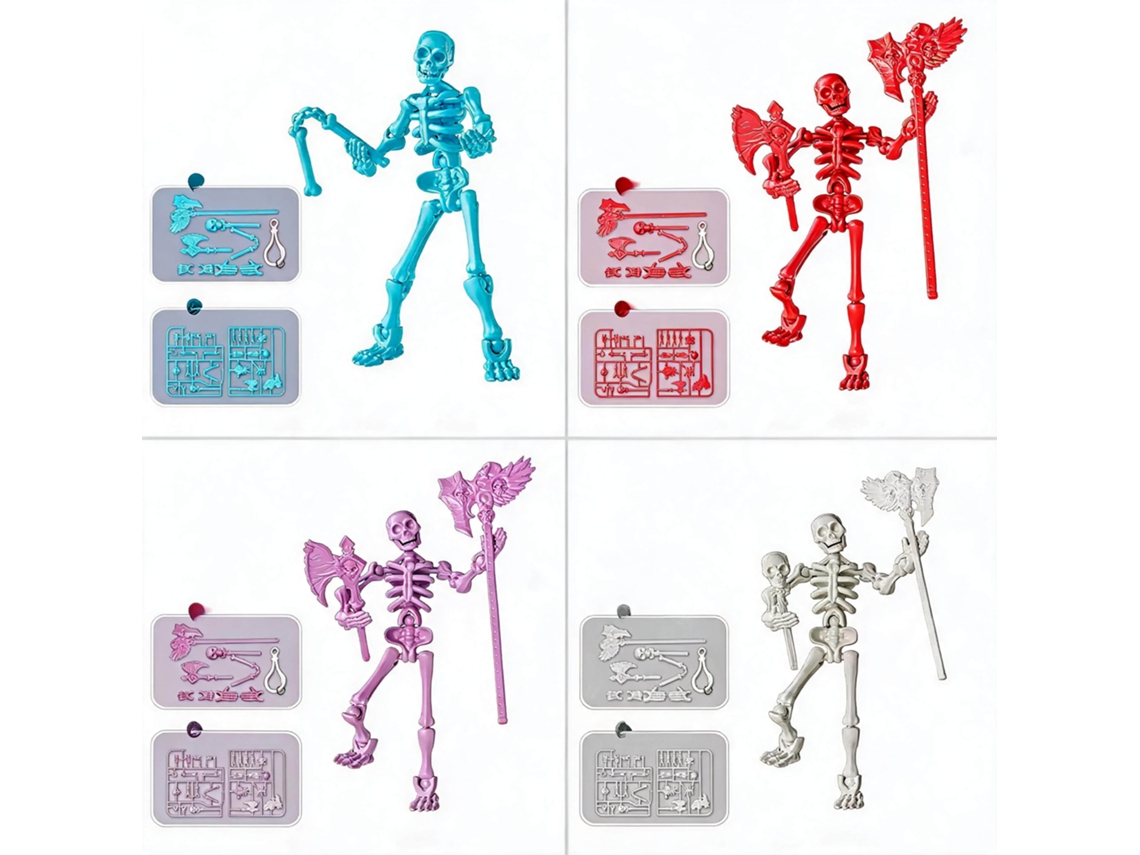 Figura De Esqueleto De 13 Cm De Henten Home, Articulada Y Móvil, Para Coleccionistas Como Decoración De Mesa (4 Piezas)