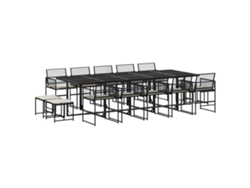 Conjunto 15 comedor de jardín con cojines VIDAXL ratán sintético negro