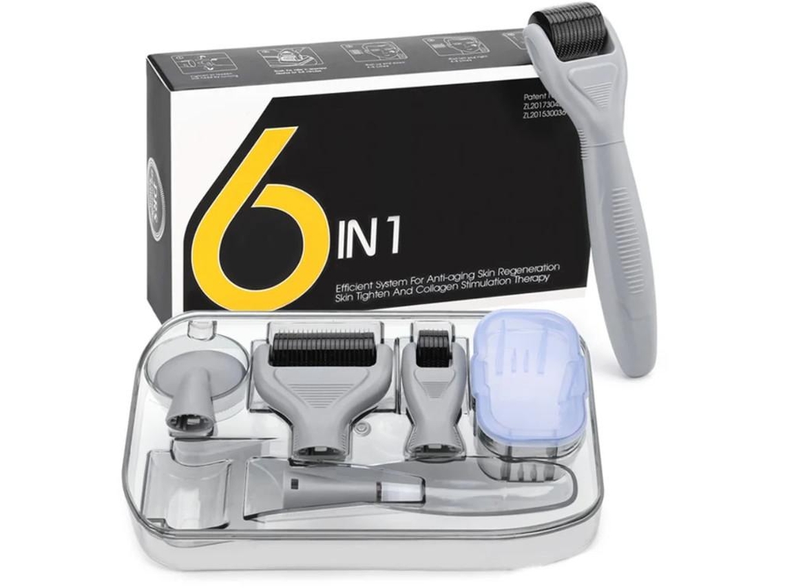 Rodillo de microagujas para rostro y cuerpo, 6 en 1, de titanio, 300 y 720 agujas, 0,2 Yizhood