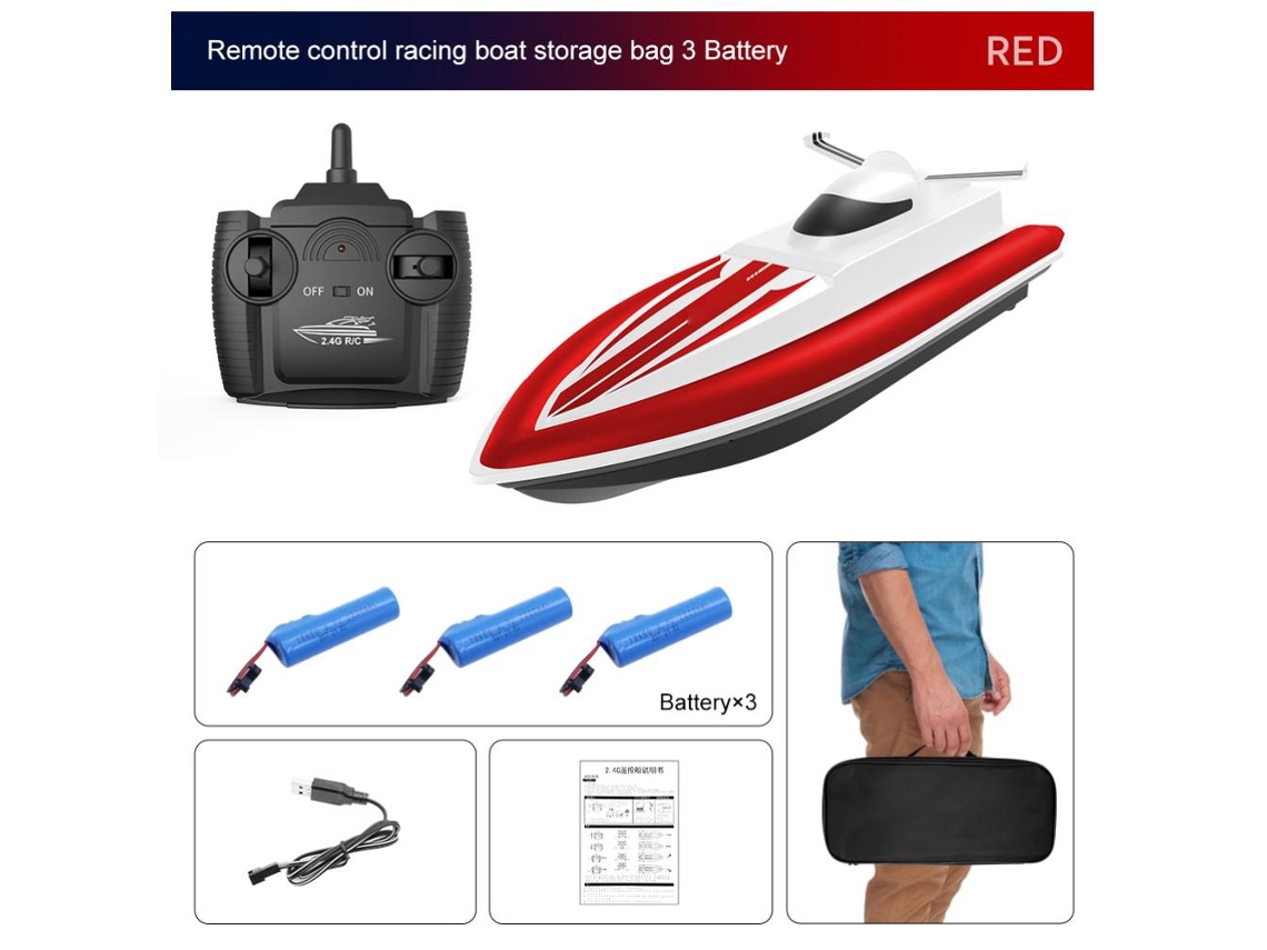 Ats-barco De Carreras De Control Remoto 2.4g Impermeable Para Niños 4 Canales De Alta Velocidad Batsería Recargable