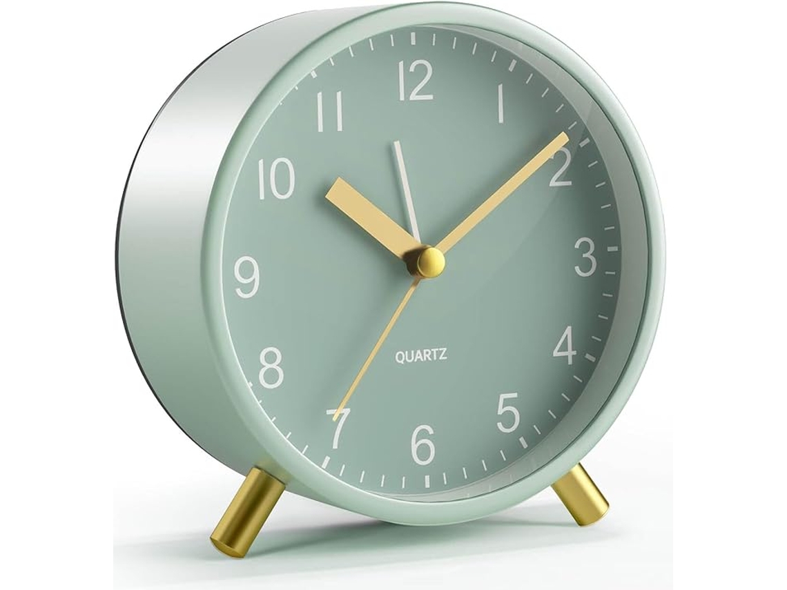 Reloj Analógico Silencioso Metal Redondo Con Luz Nocturna A Batería Para Escritorio Quarto Adultos Niños