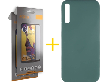 Kit Funda + 2 Protectores de Pantalla Samsung Galaxy A50 ACCETEL Full Silicona Líquida (Verde)