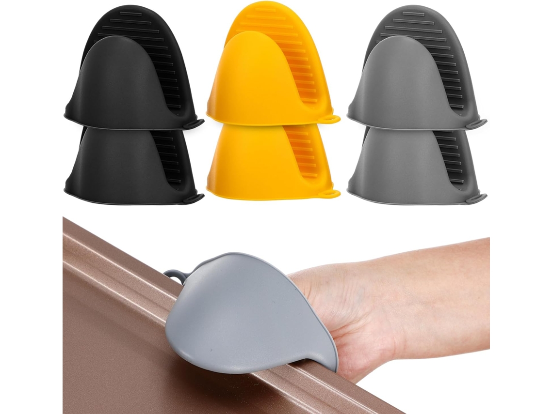 Mini Pinzas De Silicona Para Horno Con Agarre Seguro, 3 Pares Para Protección De Dedos Y Manipulació