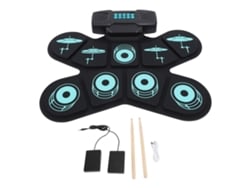 Ats-set De Batsería Electrónica 9 Pad De Práctica Con Altavoces Duales Recargable Batsería Eléctrica Enrollable Para Niños Estudiantes