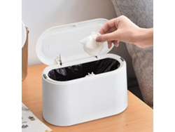 Mini Papelera Con Tapa, Portátil Para Mesa Y Cocina, Blanco