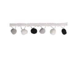 Adorno decorativo de pompón Hobby Rayher, 3 cm de diámetro, 2 m de largo, negro/blanco 55853573 Rayher