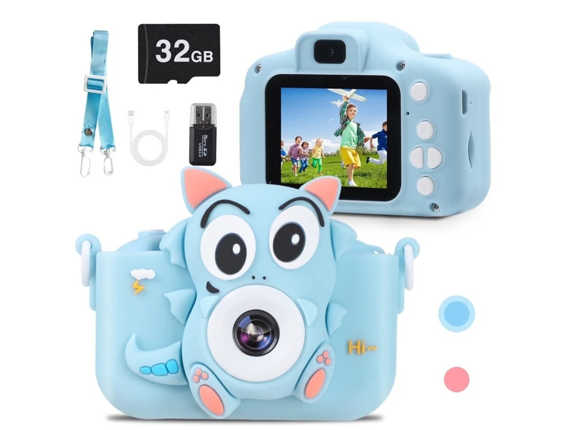 Cámara HD para niños Yizhood con cámara dual de dinosaurios: toma fotos y graba videos con tarjeta de 32 g