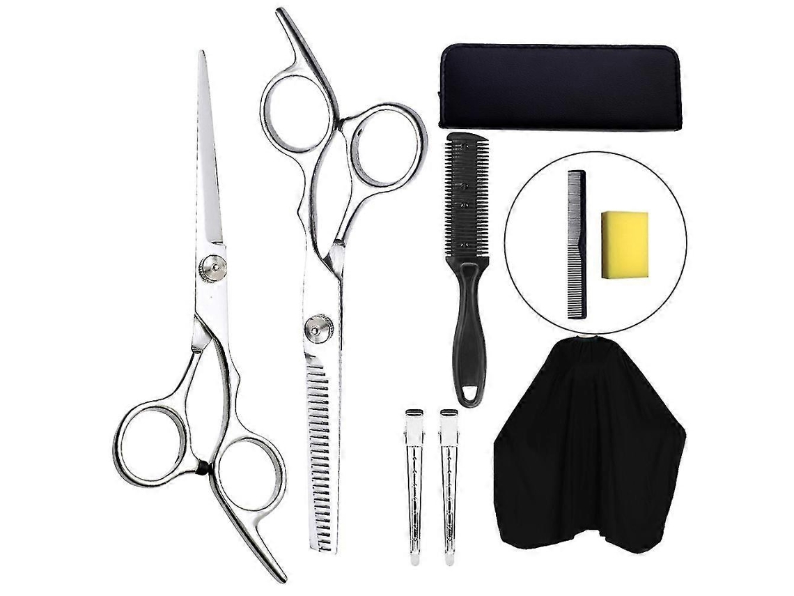 Kit de peluquería de 9 piezas, que incluye peines, pinzas y capa, ideal para uso doméstico, en tiendas y establecimientos.