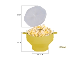 (amarillo) Recipiente Plegable De Silicona Para Palomitas De Maíz En Microondas Con Tapa, Gran Capacidad