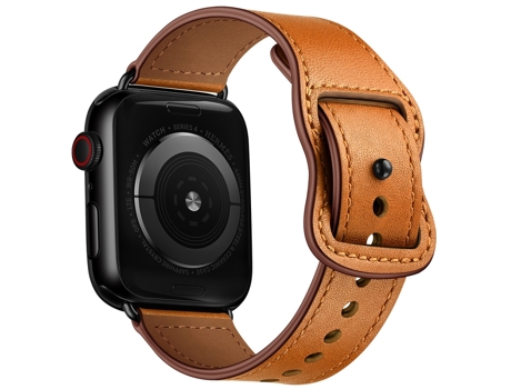 Correa de reloj inteligente de cuero con doble orificio para Apple Watch Series 7 45 mm / 6 y SE y 5 y 4 44 mm / 3 y 2 y 1 42 mm (marrón)