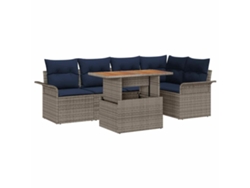 Maison Exclusive - Conjunto De Sofás De Jardín Con Cojín 6 Pcs Gris Y Azul Marino
