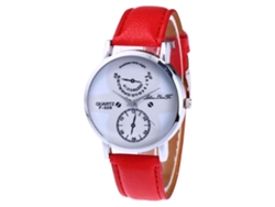 Reloj De Pulsera De Aleación Con Dial Redondo Analógico De Cuarzo Para Mujer Rojo