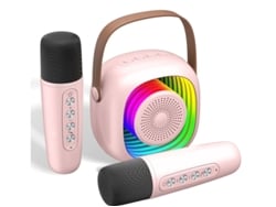 Mini máquina de karaoke inalámbrica Bluetooth con micrófono dual y alto volumen, ideal para fiestas KTV en casa, Yizhood (rosa)