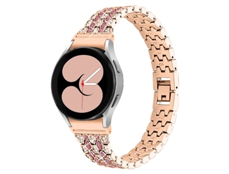 Correa de metal 5 cuentas decoración de pedrería de 3 filas para Samsung Galaxy Watch4 Active 40mm/44mm/Watch4 Classic 42mm/46mm - oro rosa/rosa