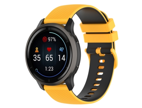 Correa de Silicona textura rejilla colorido con hebilla 22mm para Garmin Vivoactive 4/Forerunner 255 - amarillo/negro