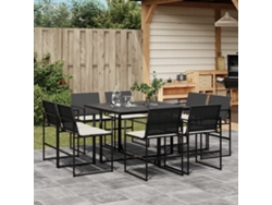 Juego de comedor de jardín de 9 piezas con cojines, mimbre sintético negro, DKD Home Decor