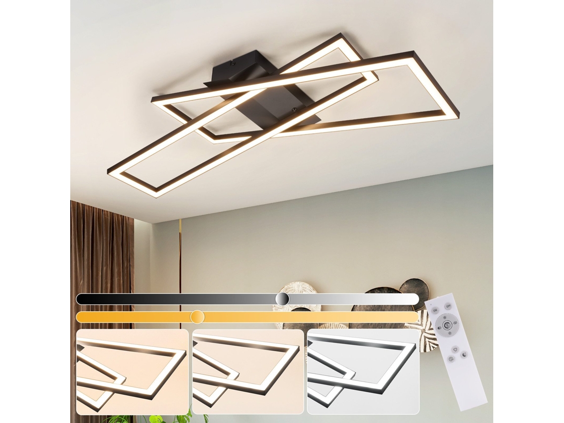 Lámpara de techo LED Nettlife para salón, negra, 36 W, regulable, para oficina y habitación infantil