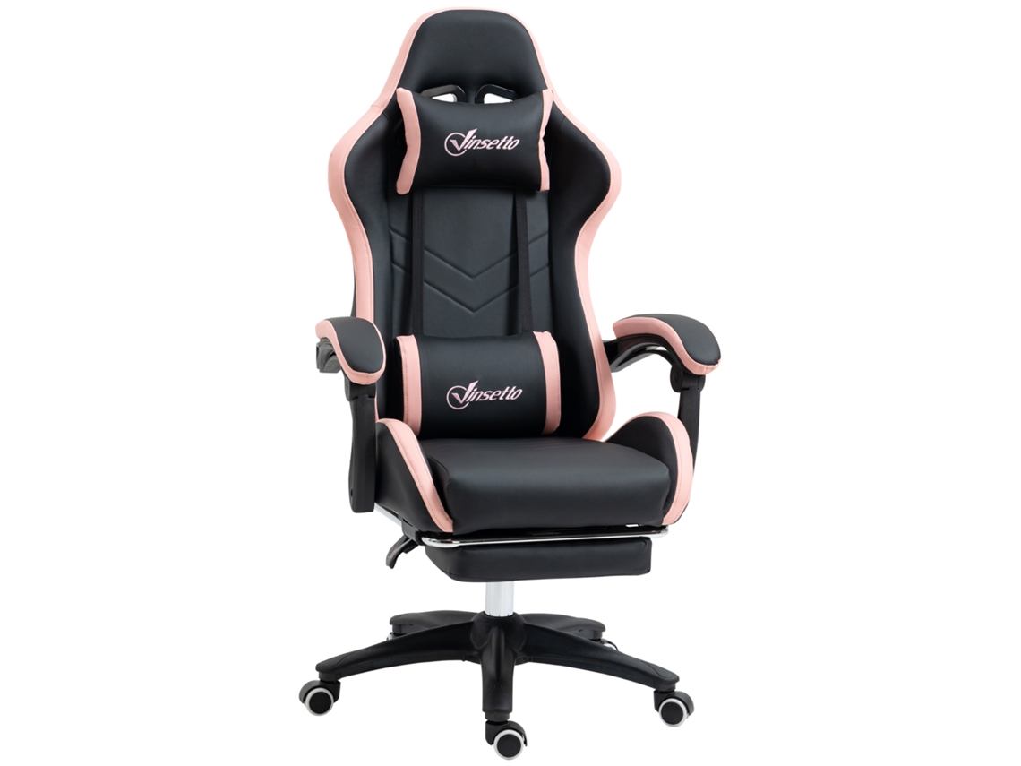 Silla Gaming Ergonómica Con Respaldo Reclinable A 135° Y Soporte Lumbar, 65 X 65 X 121-129 Cm, Rosa.
