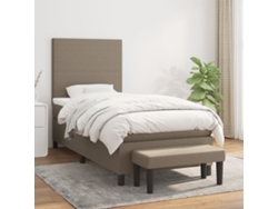 Cama Box Spring Con Colchón Tela Gris Taupe 80x200 Cm