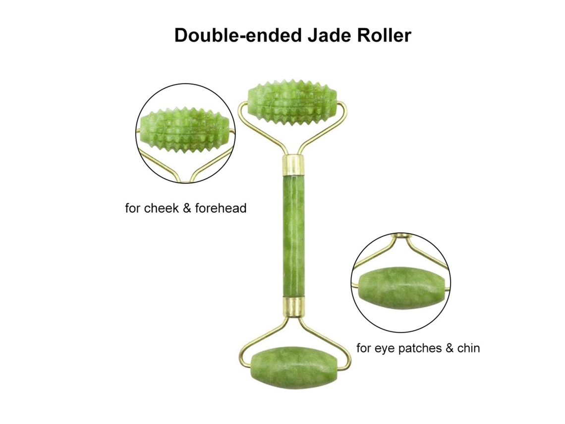 Set De Piedra De Jade: Rodillo Y 2 Raspeadores Faciales Para Cuidado De La Piel Facial Anti-edad Masajeador Facial